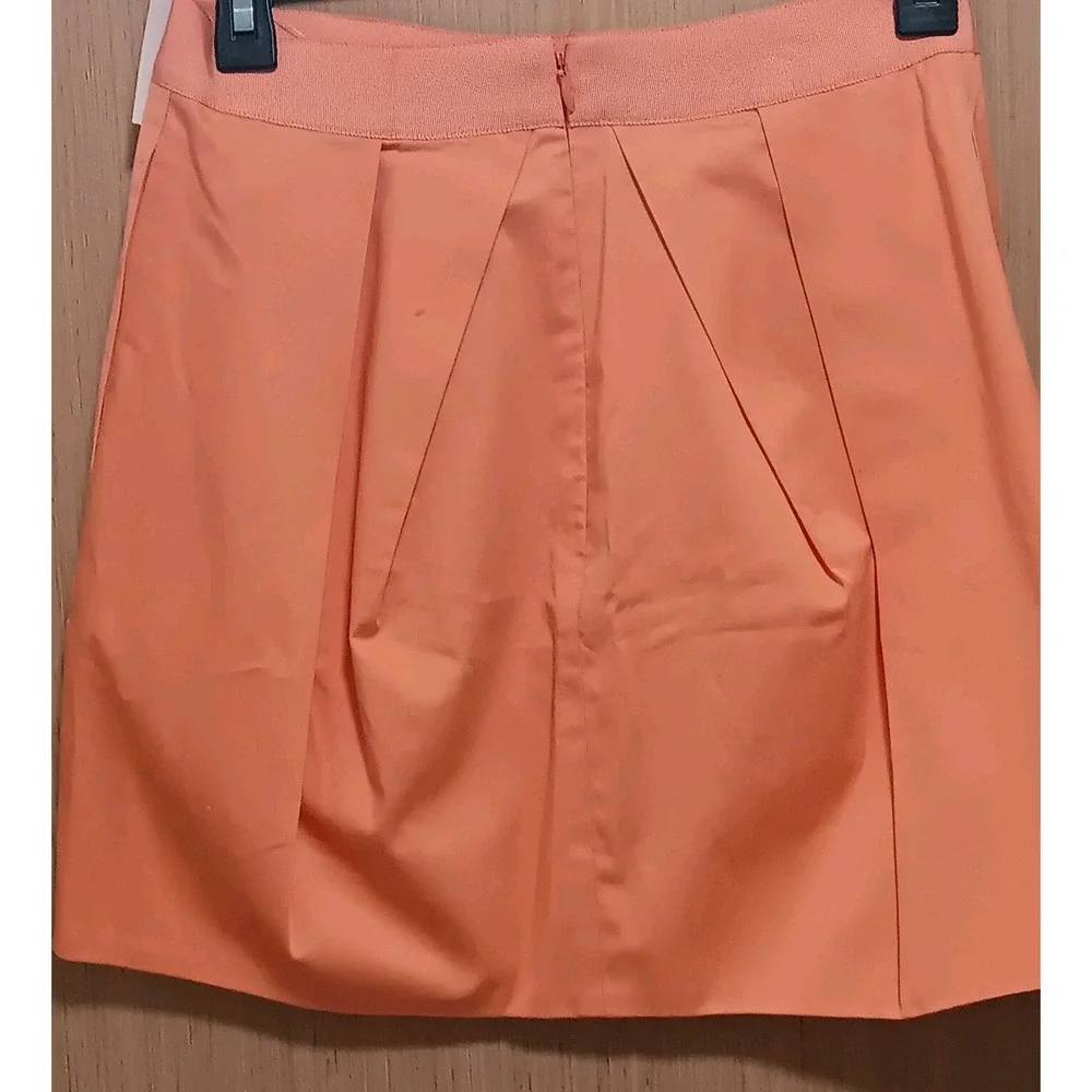 J CREW Pleated Sz 0 Short Pleated Skirt Women‎  Orange  Lined Cotton Stretch NEW